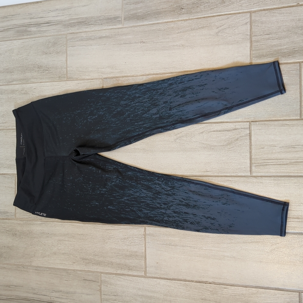 Hylete Womens Leggings, Stretch Athletic Workout Yoga Leggings, Sz M Black/Grey